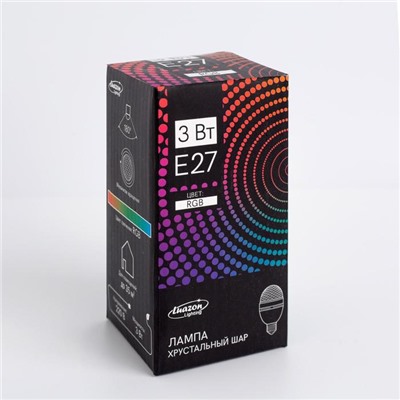 Световой прибор «Мини диско-шар» 5.5 см, Е27, свечение RGB
