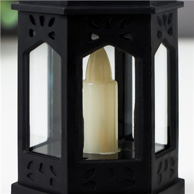 Ночник "Фонарь со свечей" LED от батареек 3хLR44 черный 6,3х5,5х11,5 см