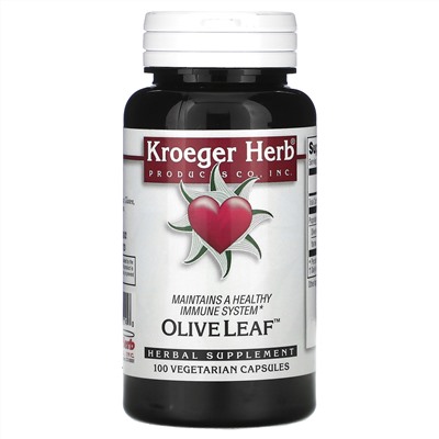 Kroeger Herb Co, Olive Leaf, 100 Vegetarian Capsules