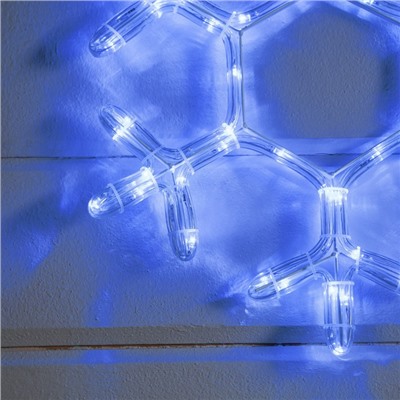 Светодиодная фигура «Снежинка», 39 см, дюралайт, 72 LED, 220 В, мерцание, свечение синий/белый