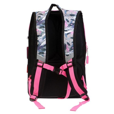 Рюкзак молодёжный, Merlin, 45 x 30 x 14 см, эргономичная спинка, чёрный/серый/розовый
