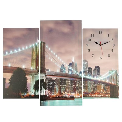 Часы настенные модульные «Огни Нью-Йорка», 60 × 80 см