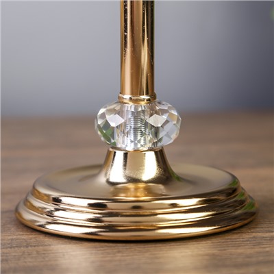 Подсвечник металл на 1 свечу "Арабеск" золото кристаллы 34х11,5х11,5 см