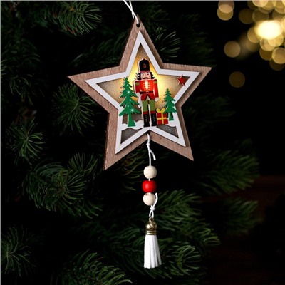 Новогодний декор с подсветкой «Щелкунчик и звезда» 11,5 × 1 × 11,5 см