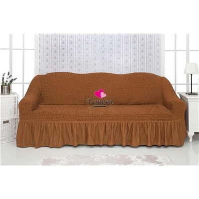 Чехол на трехместный диван с оборкой коричневый 210, Характеристики