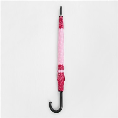 Зонт - трость полуавтоматический «Завитушки», 8 спиц, R = 52 см, цвет розовый