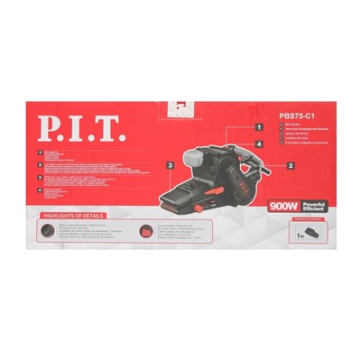 Ленточная шлифмашина P.I.T. PBS75-C1, 900 Вт, 533х76 мм, 200-380 м/мин, пылесборник