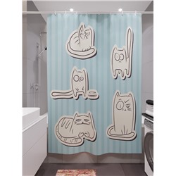 Фотоштора для ванной Бумажные смешные кошки