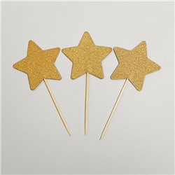 Шпажки «Звезда», набор 12 шт., цвет золотой
