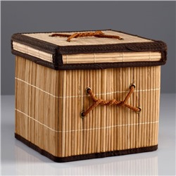 Короб для хранения, с крышкой, складной, 20×20×20 см, бамбук