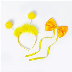 Карнавальный набор "Помпушки" 2 предмета: ободок, бабочка, цвет желтый