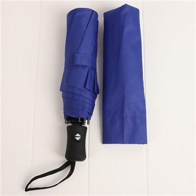 Зонт автоматический, 3 сложения, 8 спиц, R = 48 см, цвет синий