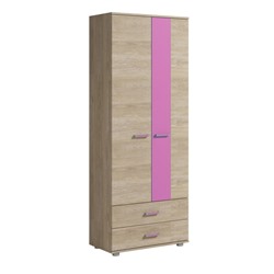 Шкаф для одежды 2 двери 2 ящика Формула 765х400х1985 Дуб сонома/Розовый
