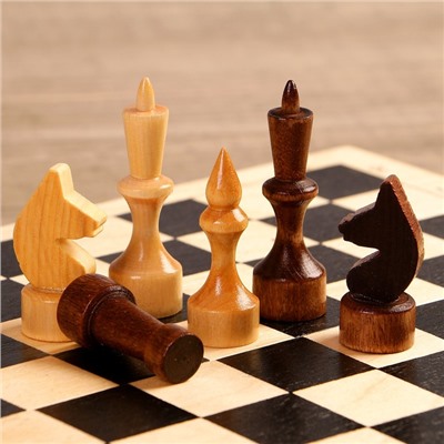 Настольная игра 3 в 1 "Орнамент": шахматы, шашки, нарды, доска дерево 29 х 29 см