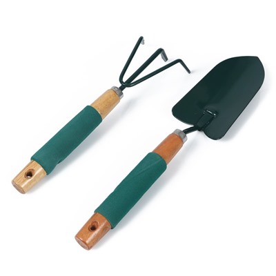 Набор садового инструмента, 2 предмета: совок, рыхлитель, длина 36 см, деревянные ручки с поролоном