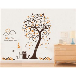 Наклейка на стену Осенние коты
