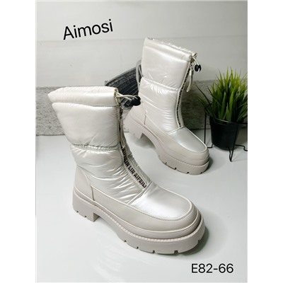 Зимние ботинки с натуральным мехом E82-66 молочные