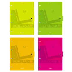 Тетрадь на кольцах А4, 80 листов в клетку ErichKrause "Neon", пластиковая обложка на кнопке, блок офсет, МИКС