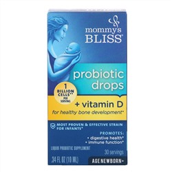 Mommy's Bliss, Капли с пробиотиком + витамин D, 0,34 жидкие унции (10 мл)