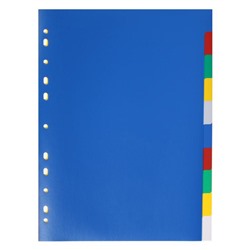 Разделитель листов А4, 10 листов, без индексации, "Office-2020", цветной, пластиковый