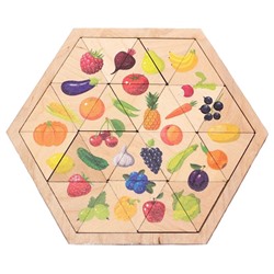 Пазл деревянный «Овощи, фрукты, ягоды» шестигранник