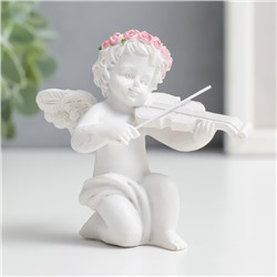 Сувенир полистоун "Белоснежный ангел со скрипкой" 7х5,5х8 см