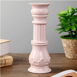 Подсвечник керамика на 1 свечу "Колонна с листьями" розовый 19,5х6,8х6,8 см