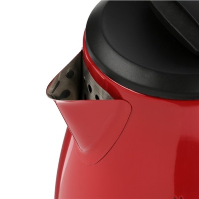 Чайник электрический "Матрёна" MA-003, металл, 1.7 л, 1500 Вт, бордовый с рисунком "Хохлома"