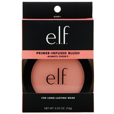 E.L.F., Primer-Infused Blush, румяна с праймером, натуральный розовый, 10 г (0,35 унции)