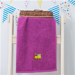 Махровое полотенце "Паровоз", размер 30Х60 см, цвет фуксия