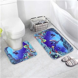 Набор ковриков для ванны и туалета «Морской мир», 2 шт: 40×50, 50×80 см