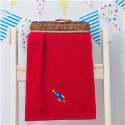 Махровое полотенце "Ракета", размер 30х60 см, цвет красный