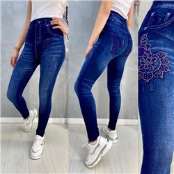 Леггинсы женские с джинсовым принтом арт. 883258