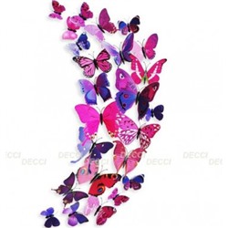 Наклейка на стену Бабочки лиловый 3D