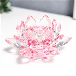 Сувенир стекло "Лотос кристалл трехъярусный розовый" d=11 см