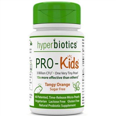 Hyperbiotics, PRO-Kids, идеальный детский пробиотик, не содержит сахара, терпкий цитрус, 60 мини-горошин