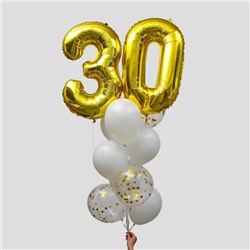 Фонтан из шаров «30 лет», с конфетти, латекс, фольга,14 шт.
