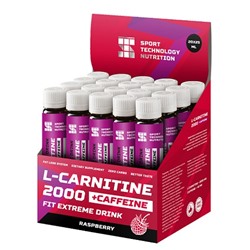 Жиросжигатели Карнитин и кофеин со вкусом малины L-Carnitine 2000+caffeine raspberry SportTehnology 20 ампул по 25 мл.
