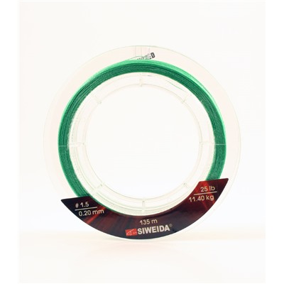 Леска плетеная Siweida Taipan Classic PE Braid X4 135м 0,20мм (11,40кг) светло-зеленая