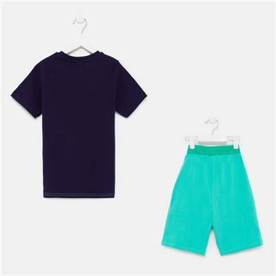 Комплект для мальчика (футболка/шорты), цвет ментоловый, рост 116