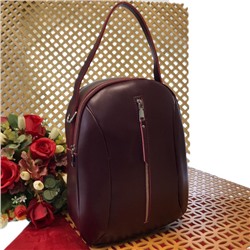 Эффектный рюкзак-трансформер Prime_Royal из гладкой прочной натуральной кожи цвета спелой вишни.