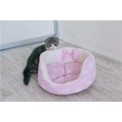 Лежанка для котят и щенков, 35 х 14 см, розовая, микс рисунков