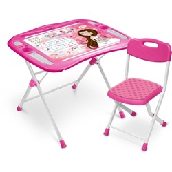 Набор мебели «Маленькая принцесса»: регулируемая парта, стул мягкий, пенал, подставка для книг