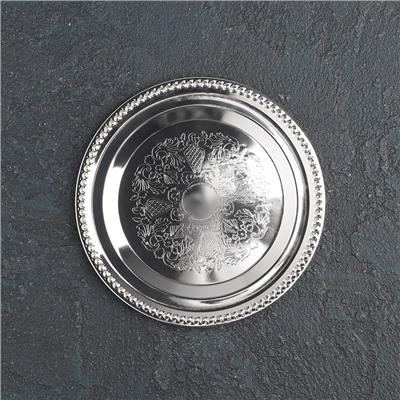 Набор блюдец «Серебро», 13,5×10×11см, с подставкой, 6 шт, цвет серебряный