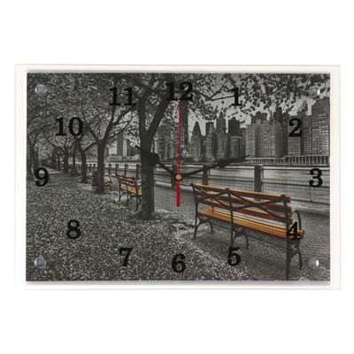 Часы настенные прямоугольные "Парк на набережной", 25х35 см