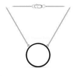 Колье круг из серебра с чёрной шпинелью родированное Л-0113-РЧ416