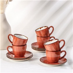 Сервиз кофейный «Сапфир», 12 предметов: 6 чашек 100 мл, 6 блюдец d=11,5 см, цвет оранжевый