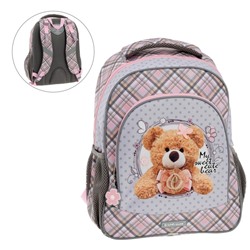 Рюкзак каркасный Erich Krause ErgoLine 15 L, 39 х 28 х 14 см, Teddy Bear, бежевый/розовый