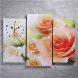 Часы настенные модульные «Розовые розы», 60 × 80 см