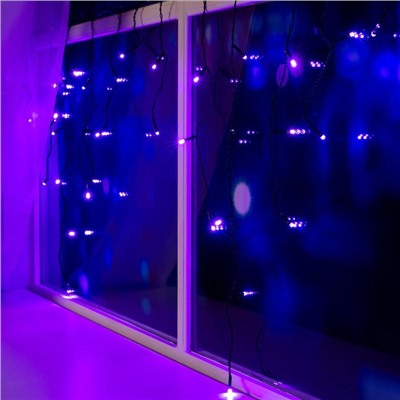 Гирлянда «Бахрома» 3 × 0.5 м, IP20, тёмная нить, 80 LED, свечение фиолетовое, 8 режимов, 220 В